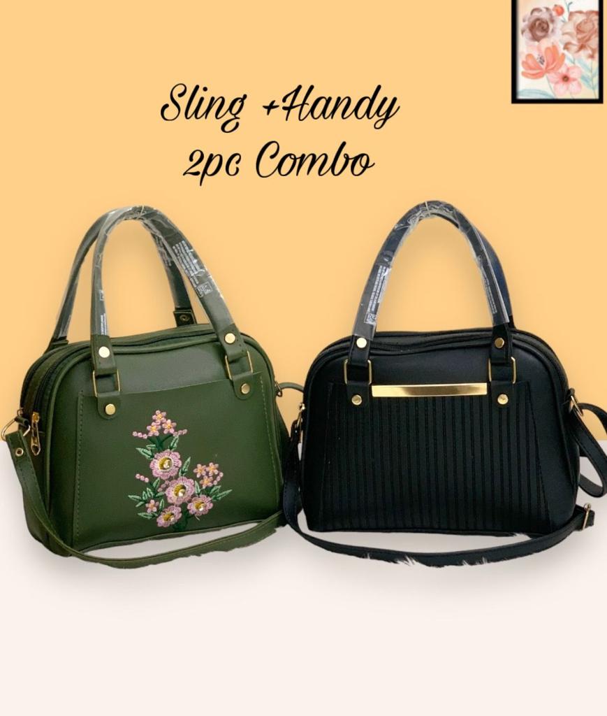 Chic Duo: PU Foam 2-Piece Combo Sling Bags Set